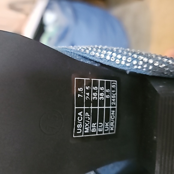 Bling  blue denim fold-over boots - Picture 3 of 3